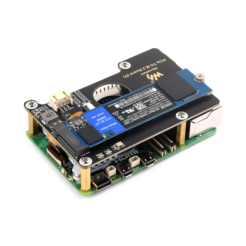 Raspberry Pi 5 PCIe auf M.2 Adapterplatine (D) NVMe M.2 SSD – Bild 4