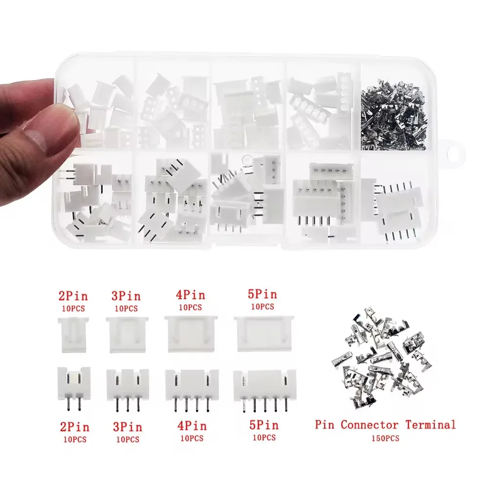 2/3/4/5p Stecker und Buchse Pin Terminal Kit Gehäuse Pin Header JST XH-2.54 4 Werte Anschlüsse (230 Stück)