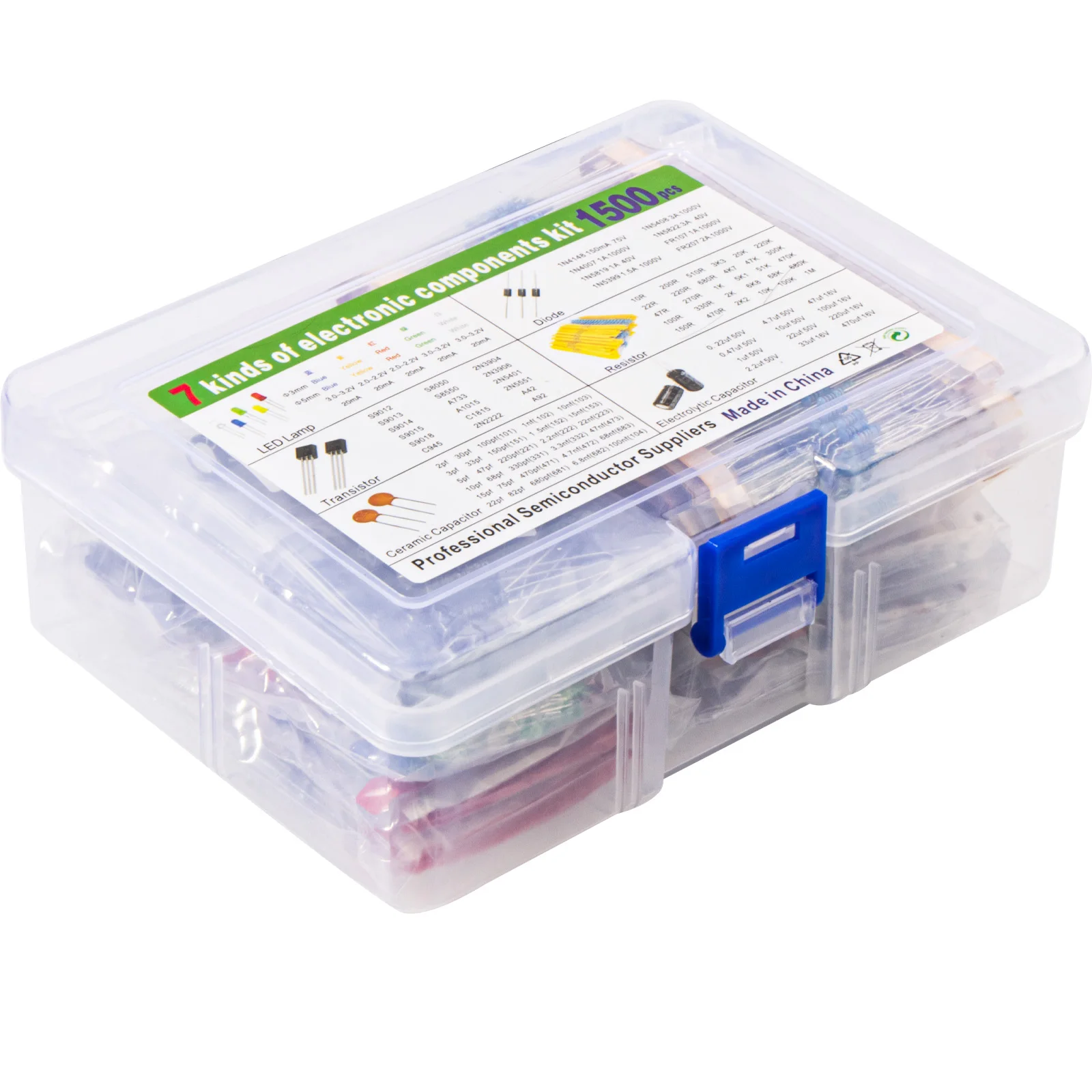 Elektronik komponenten Sortiment Kit Kondensatoren LED (1500 Stück) – Bild 3