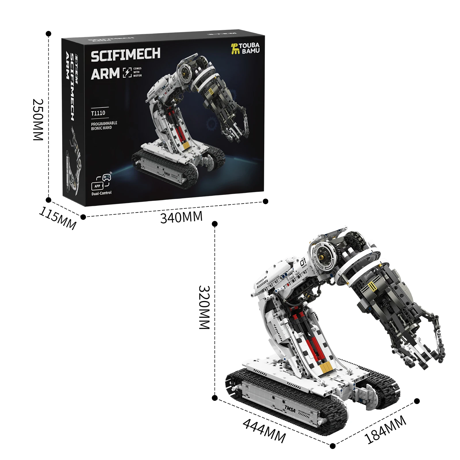 STEM Sci-Fi Programmierbarer Roboterarm Baukasten Fernsteuerbar - Ideales Geschenk für Freunde (1512 Stück)