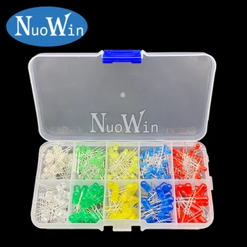 3 mm 5 mm LED-Dioden-Sortiment-Set, Weiß, Grün, Rot, Blau, Gelb, Orange, F3, F5 LEDs, Leuchtdioden