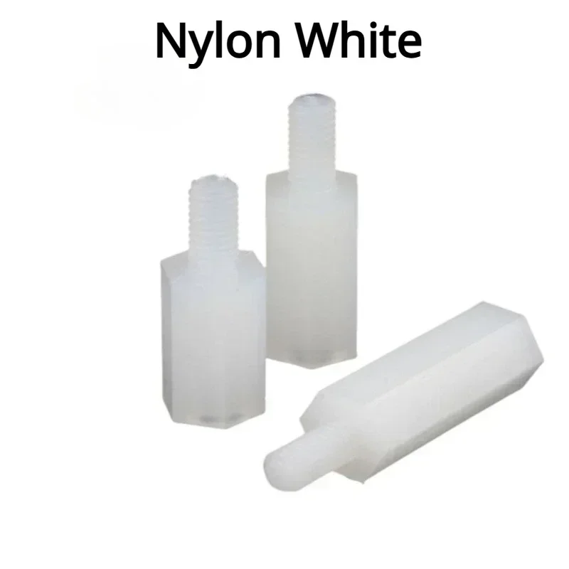 M2 M2.5 M3 M4 Schwarze Nylon-Sechskant-Abstandshalter, Gewinde-Säulenmontage, PCB-Kunststoff, Weiße