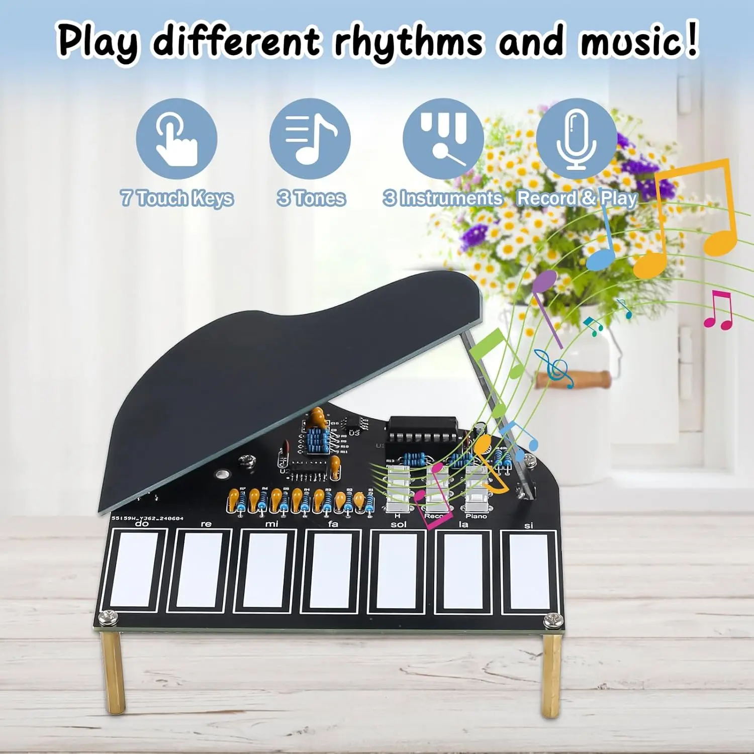 DIY-Lötübungsset, 7-Tasten, Mini-Klavier, Violine, Gitarre – Bild 4