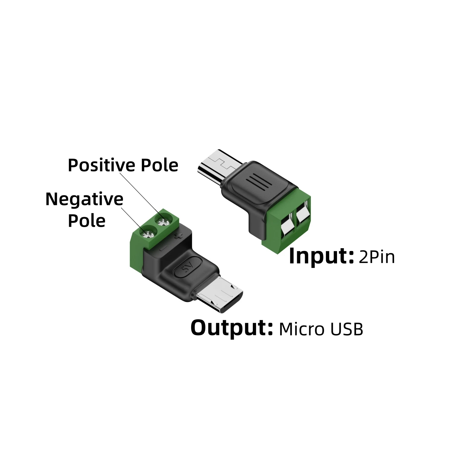 2-Pin Schraube Terminal zu Micro USB Adapter Micro-usb (5 Stück) – Bild 2