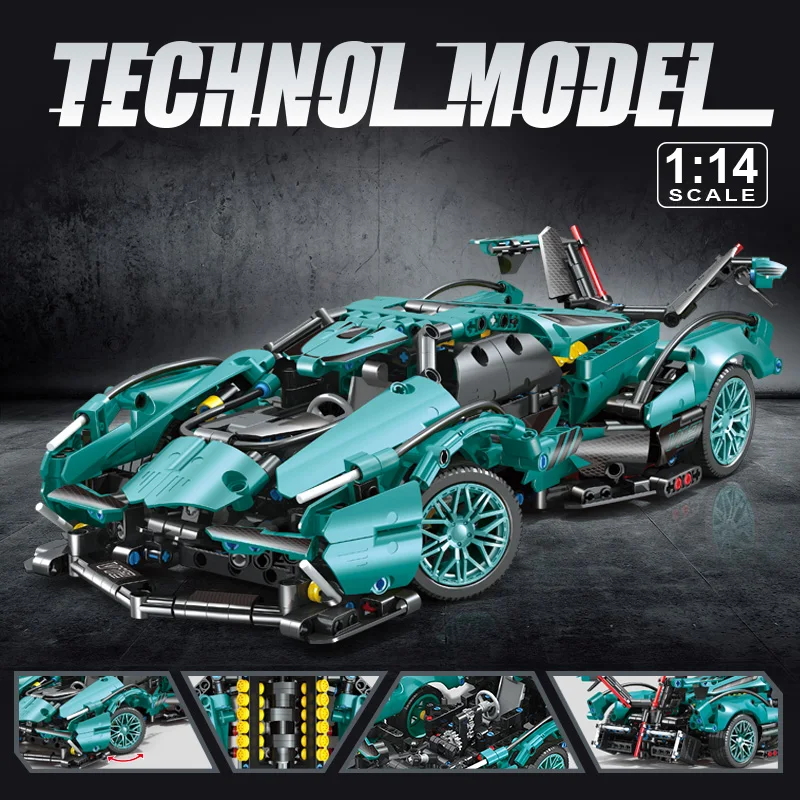 Technisches Rennwagen-Bausteinset V12 Supercar – Bild 2