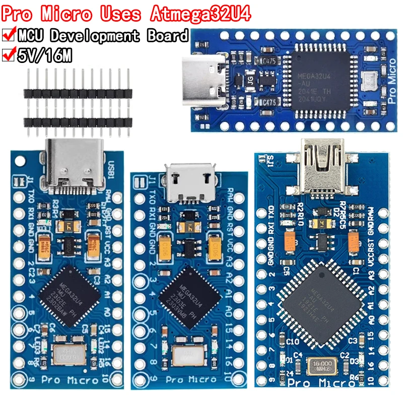 Pro Micro ATmega32U4 5V 16MHz Ersetzen ATmega328 Für Arduino Pro Mini Mit 2 Zeile Pin Header Für Leonardo mini