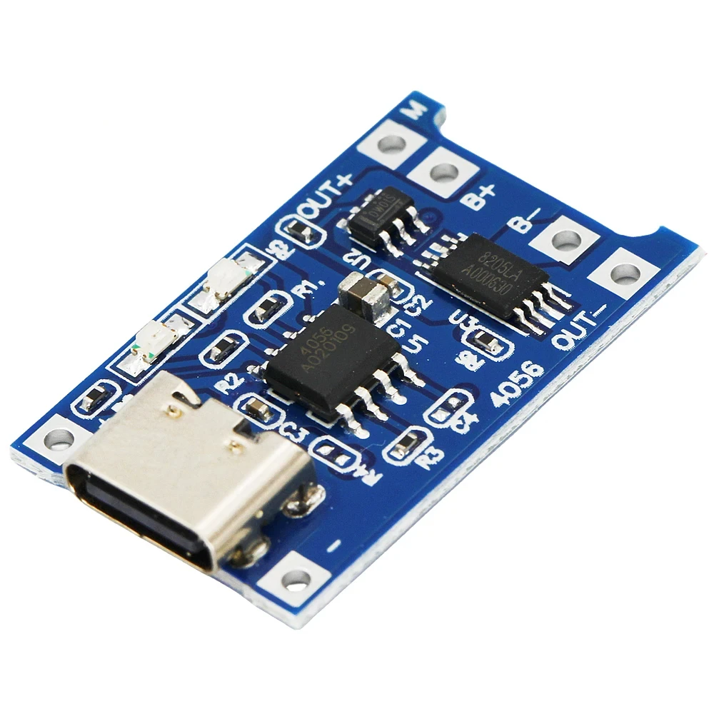 TP4056 5 V 1 A Typ-C USB 18650 Lithium-Batterie-Ladeplatine Ladegerät-Modul mit Schutz (10 Stück)