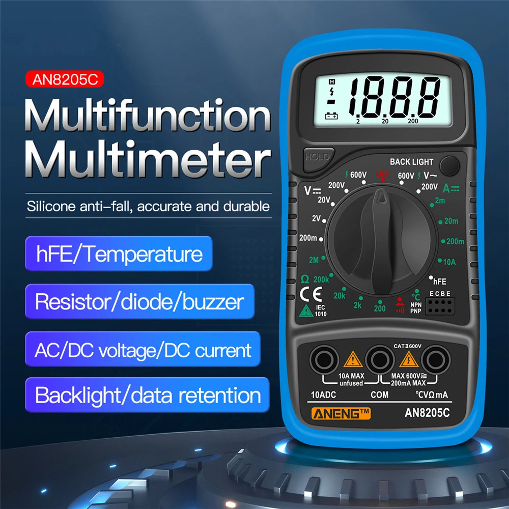 LCD-Digital multimeter AC/DC-Ampere meter Volt Ohm Test messer an8205c – Bild 4