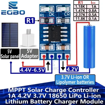 MPPT-Solarladeregler SD05CRMA - 1 A 3,7 V/4,2 V für 18650 Li-Ionen-/LiPo-Batterien | Lademodul für Solarpanel