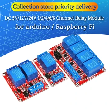 DC 5V 12V 24V 1 2 4 6 8-Kanal-Relaismodul-Platinenabschirmung mit Optokoppler/High-und Low-Level-Trigger