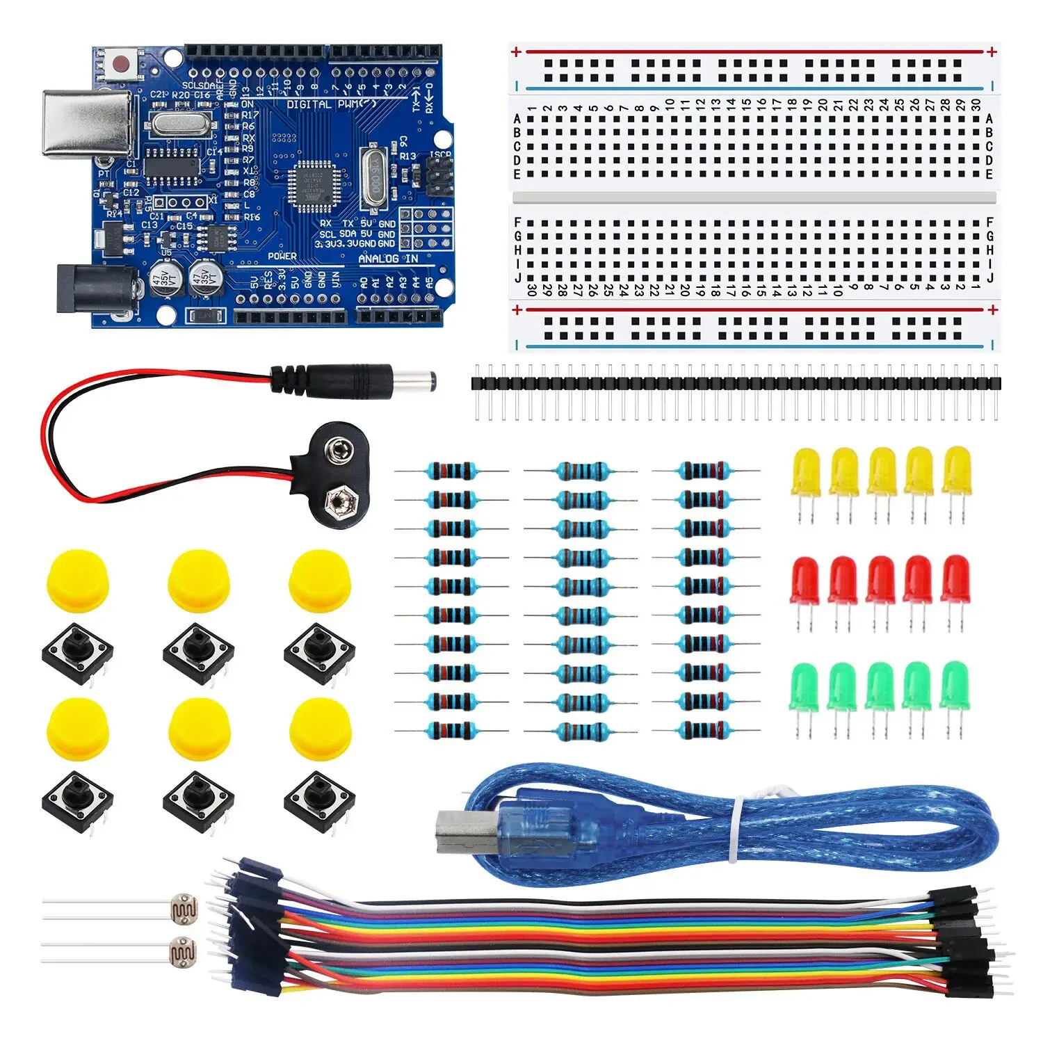 Grundlegendes Starter-Kit für Arduino Uno R3-Projekte, elektronisches Komponenten-Kit mit R3-Platine