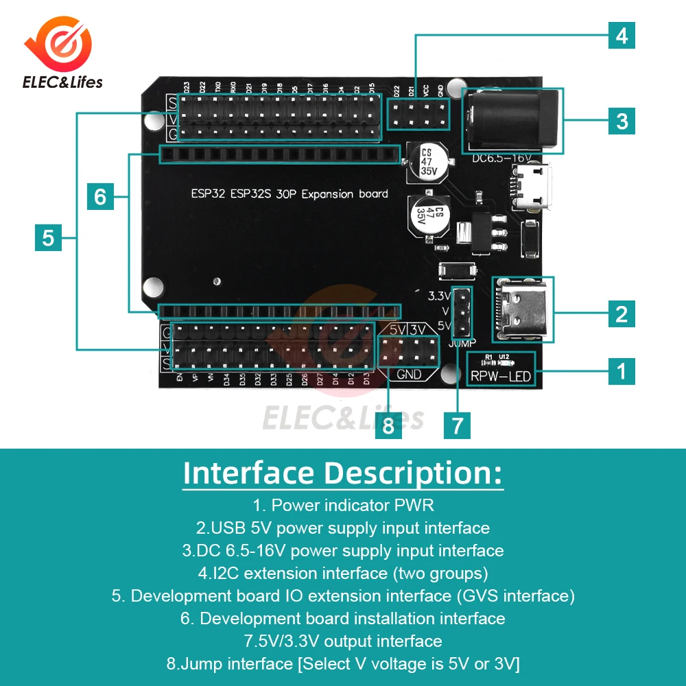 ESP32-32S Expansion Development Board 30P DEVKIT V1 Power Board Modul – Bild 5