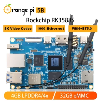 Orange Pi 5B 4 GB RAM 32 GB eMMC RK3588S 8 Core Gigabit Ethernet Wifi6 BT5.0 8K Video Single Board Computer