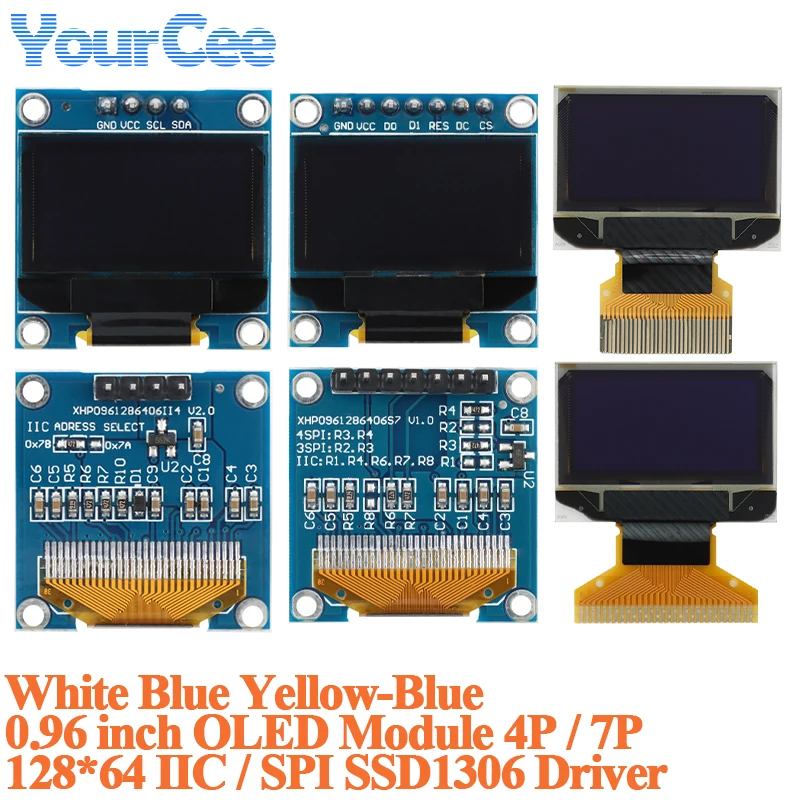 0,96 Zoll OLED-LCD-Bildschirm-Anzeigemodul 0,96 Zoll Blau Weiß 128*64 SPI/IIC I2C-Schnittstelle