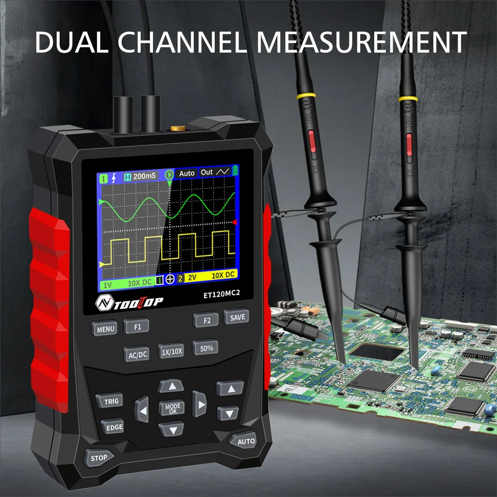 TOOLTOP 2 Kanal 120 MHz Tragbares Oszilloskop Signalquelle 2 in 1 – Bild 4