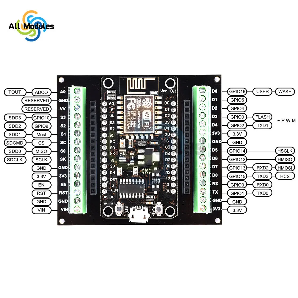 NodeMCU V3 ESP8266 ESP-12E WIFI Entwicklung Board Expansion board – Bild 2
