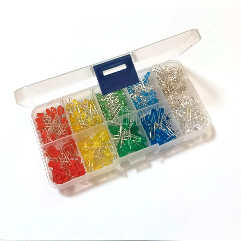 Schachtel 3mm 5mm LED Diode Assorted Kit Weiß Grün Rot Blau Gelb F3 F5 Leds Licht Emittierende (300 Stück)