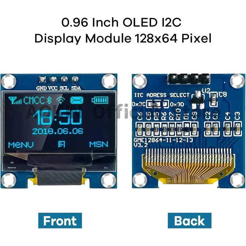 0,96 Zoll OLED-Display-Modul SSD1306 I2C IIC SPI Seriell 128 x 64 3,3 – Bild 4
