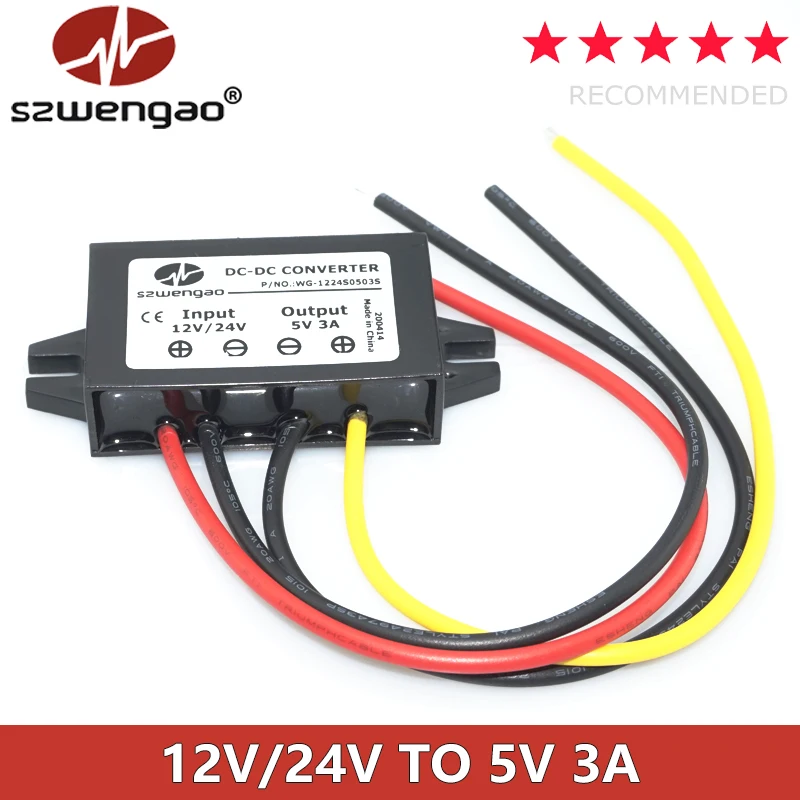 DC-DC 12V 24V auf 5V 3A 15W Auto-Stromrichter Typ-C USB Step Down Spannung Netzteil Ausgangsadapter