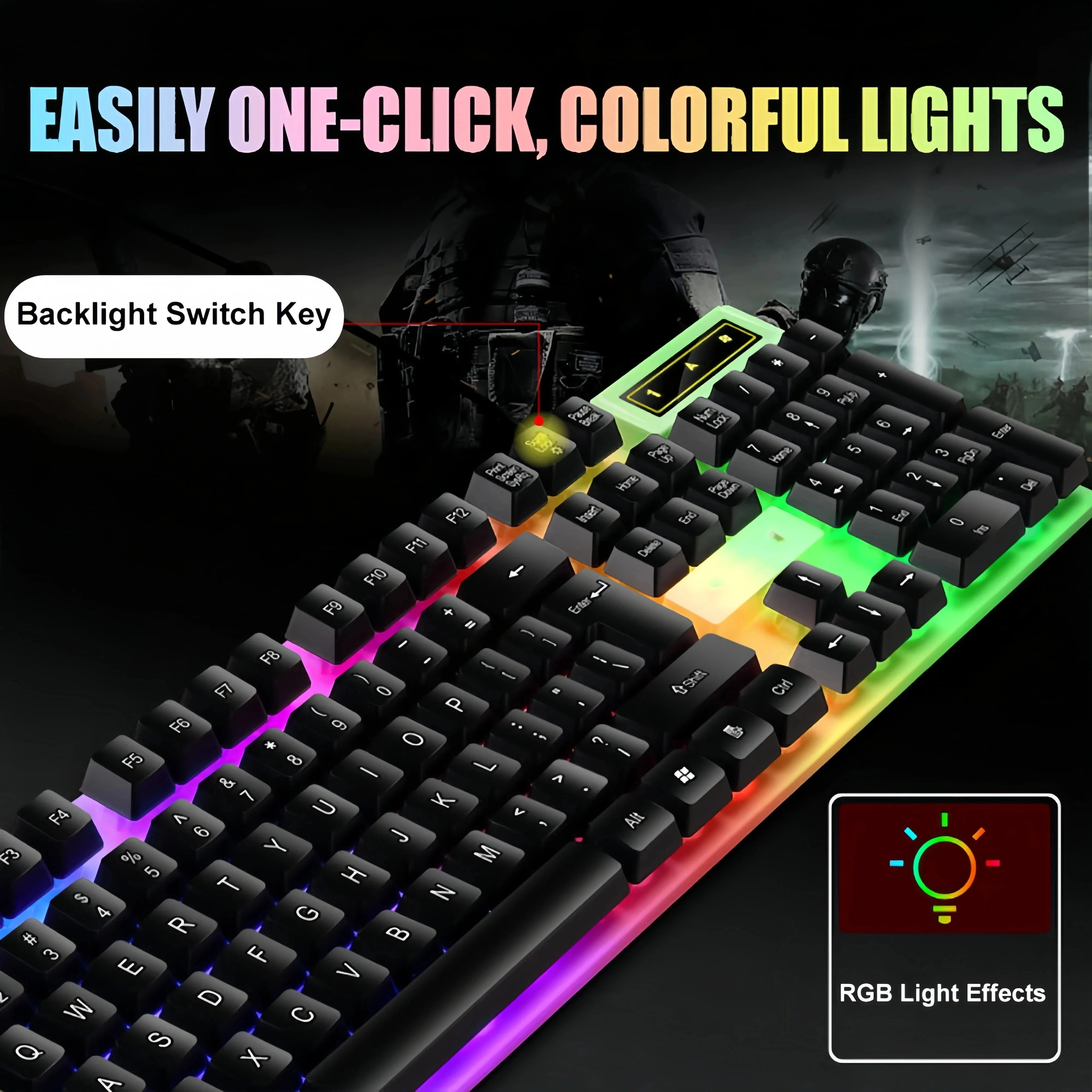 Verdrahtete Tastatur Und Maus Set USB Leuchtende Mechanische Tastatur – Bild 4