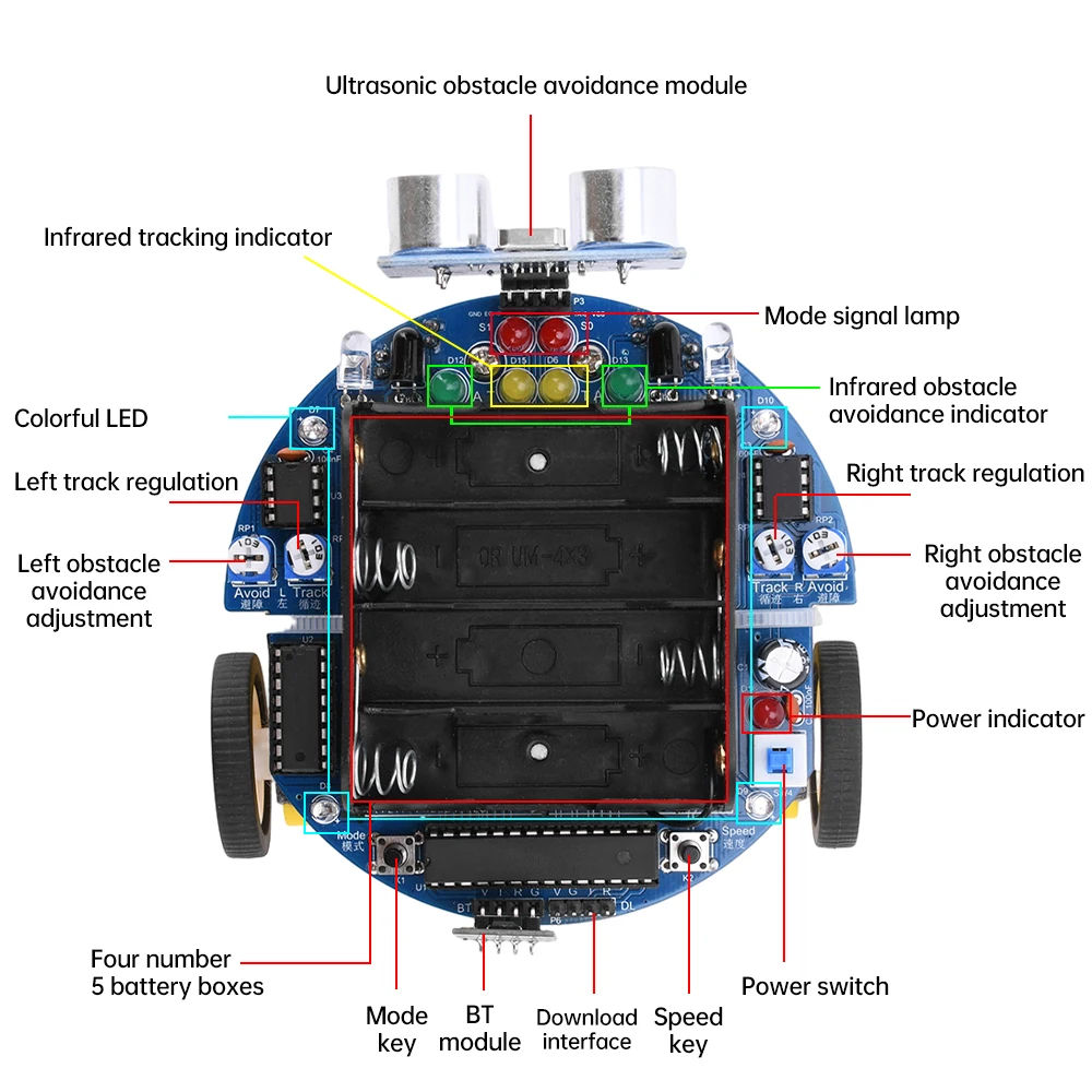 51 mcu Smart Car Ultraschall Hindernis vermeidung Auto Tracking – Bild 5