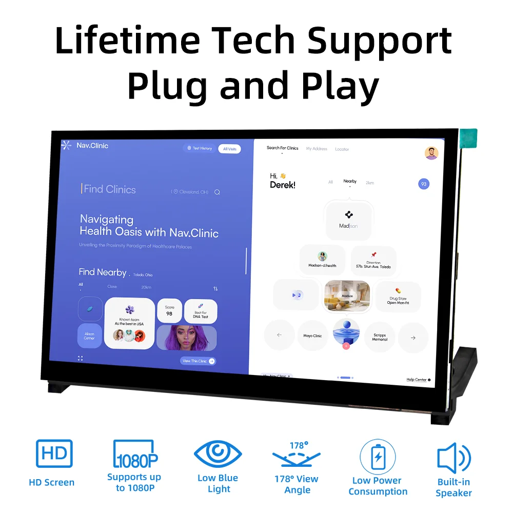 IUoYoMon Raspberry Pi Bildschirm 10,1 Zoll Touchscreen 1024*600 – Bild 2