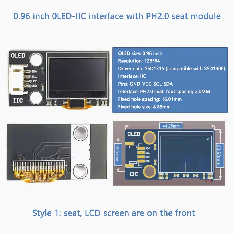 0,96 Zoll 1,3 Zoll 12864 Display OLED-Modul IIC LCD-Bildschirm SSD1306 SH1106