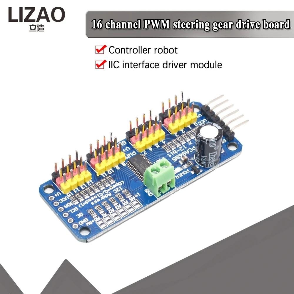 LIZAO PCA9685 16-Kanal PWM Servo-Treiberplatine, 12-Bit I2C – Bild 6