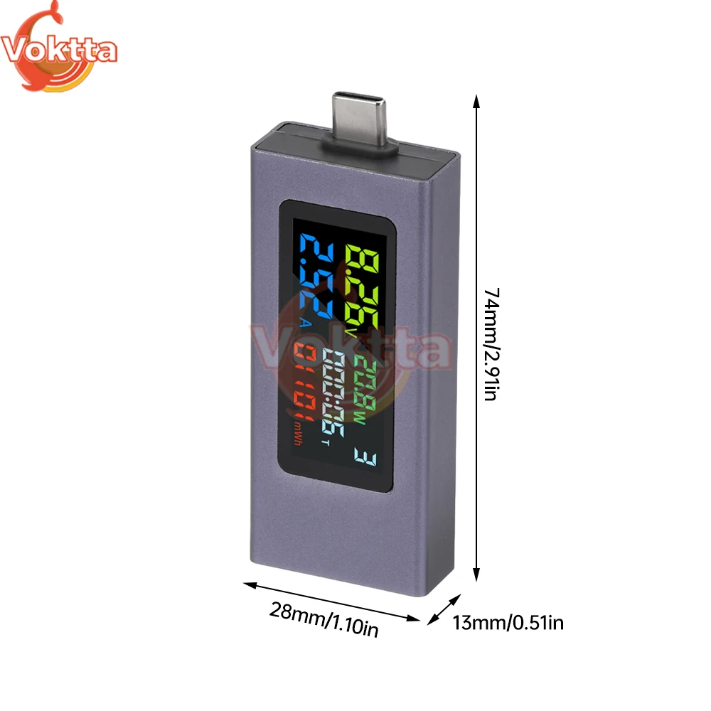 Dual USB Typ-C Tester DC 4,5-50V 0-8A Multifunktions-Digitalanzeige – Bild 6