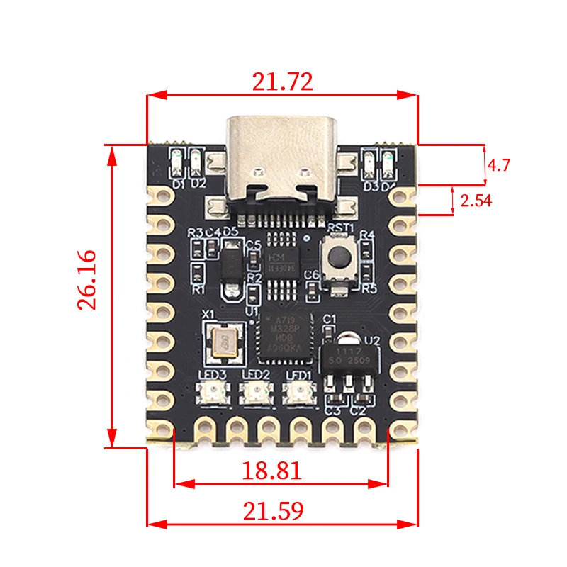 ATmega328P Supermini Nano V3 Entwicklungsboard Ohne Lötpins – Bild 2