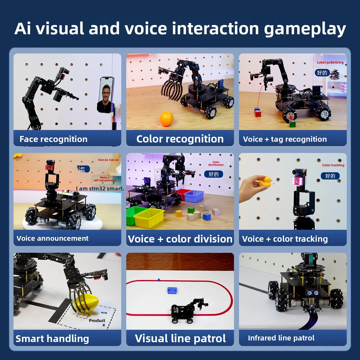 STM32 AI Vision Mecanum-Rad-Roboterwagen mit Roboterarm - 4WD – Bild 2