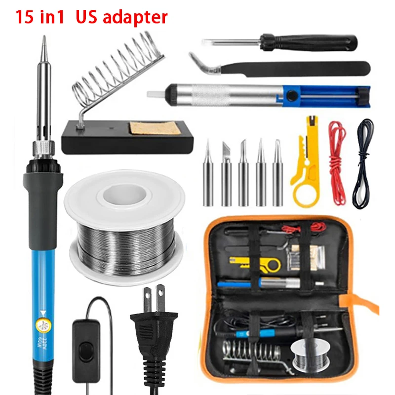 220V 60W Lötkolben Kit einstellbare Temperatur 15 in 1 Werkzeugs atz – Bild 3