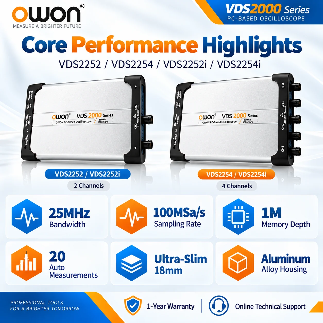 OWON VDS2000 Serie USB PC-Oszilloskop 25MHz 100MSa/s – Bild 4