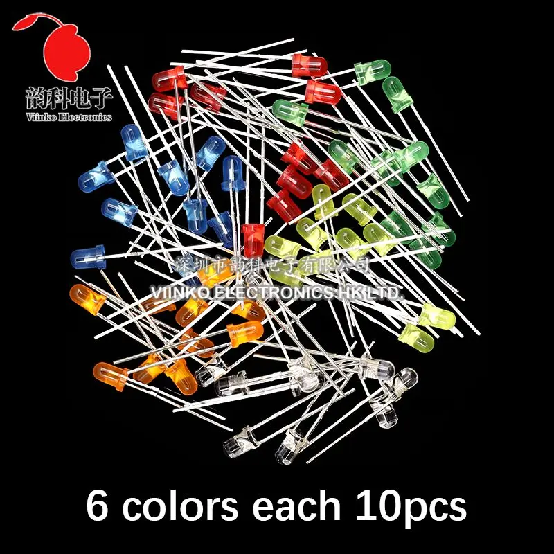 3MM 5MM Leuchtdioden Elektronik-Kit-Box F3 F5 LED-Dioden-Sortiment-Kit Weiß Grün Rot Blau Gelb Orange