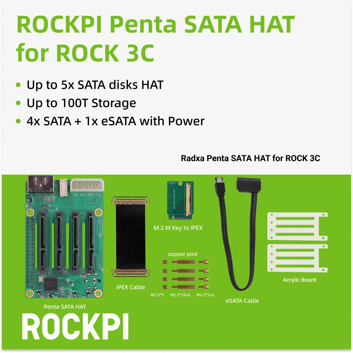 ROCKPI Penta SATA HAT - Bis zu 5x SATA-Scheiben HAT für Raspberry Pi 5 – Bild 4
