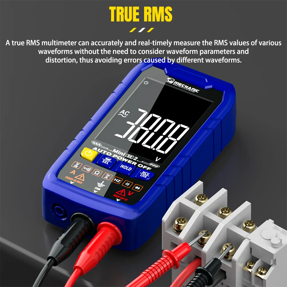 MECHANIC Professionelle Mini Digitalmultimeter True RMS, AC/DC – Bild 2