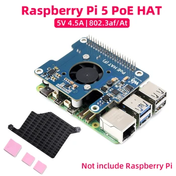 Raspberry Pi 5 PoE HAT (F) 802.3af/at Hochleistungs-PoE-Modul mit integriertem Kühlventilator