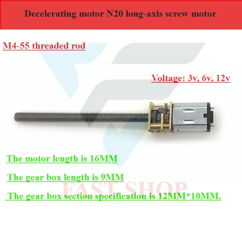 DC 3V 6V 12V Getriebemotor N20 Langwellen-Schraubenmotor M4-55 Gewindestange