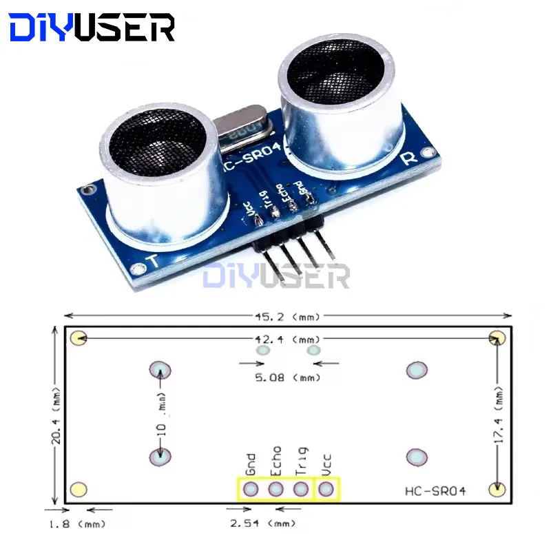 DIYUSER Ultraschallmodul HC-SR04 Entfernungsmessender Transducersensor – Bild 6