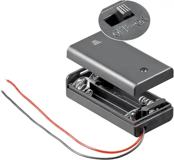 AA x 2 Batteriehalter mit Verbindungskabel und Ein-Aus-Schalter (2er-Pack)