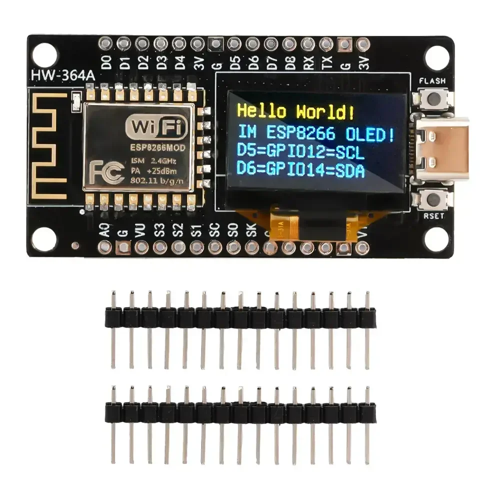 NodeMCU ESP8266 Entwicklungsboard mit 0,96 Zoll OLED-Display CH340G ESP-12F WiFi-Modul TYPE-C USB für Arduino