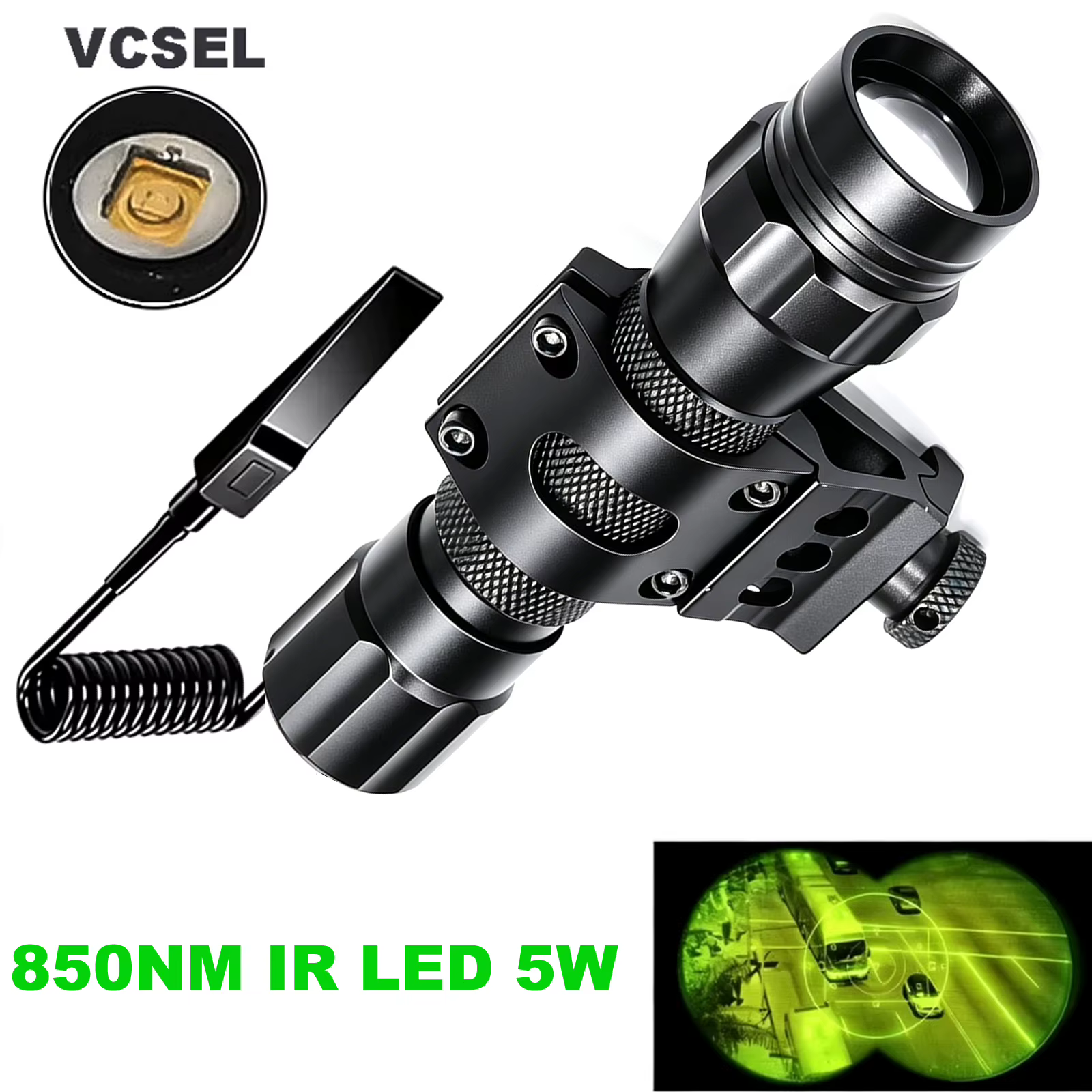 IR850nm&940nm Infrarot-LED-Zoomlampe mit hoher Helligkeit für Nachtsicht, Infrarot-Zusatzlicht, taktische