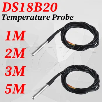 DS18B20 Temperatursensormodul-Kit, wasserdicht, 100 cm, digitales Sensorkabel, Edelstahl-Sondenklemmen-Adapter