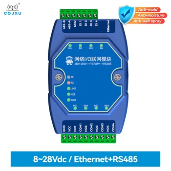 RS485 RJ45 Ethernet I/O-Netzwerkmodul 4DI+4DO unterstützt Modbus Gateway TCP RTU DC 8-28V Industrail Standard