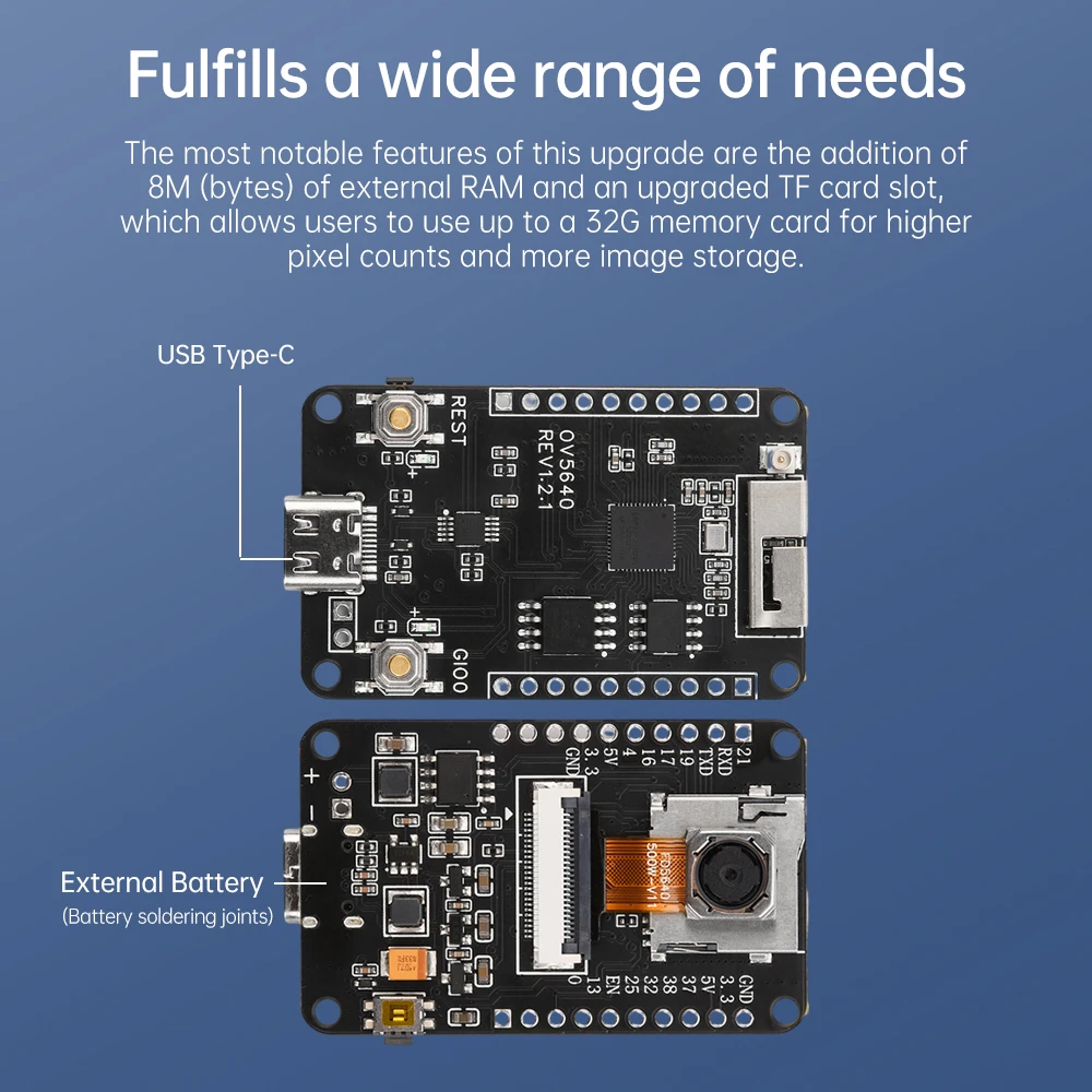 OV5640 ESP32 CAM Kameramodul-Kit Autofokus AF-72mm2,4 GHz WiFi – Bild 3
