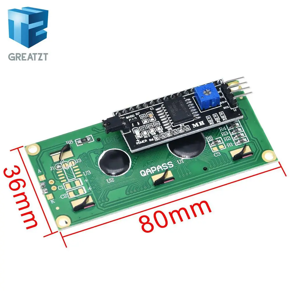 LCD1602 1602 LCD-Modul Blau/Gelb Grüner Bildschirm 16x2 Zeichen – Bild 2