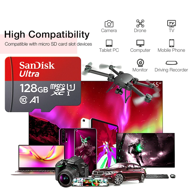 Ultra microsd 128 GB 32 GB 64 GB 256 GB 512 GB A1 Micro SD-Karte SD TF – Bild 3