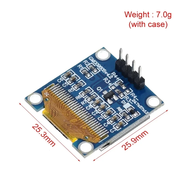0,96 Zoll OLED-Displaymodul I2C IIC 128x64 SS-D-1306 3,3V-5V Blau Gelb – Bild 2