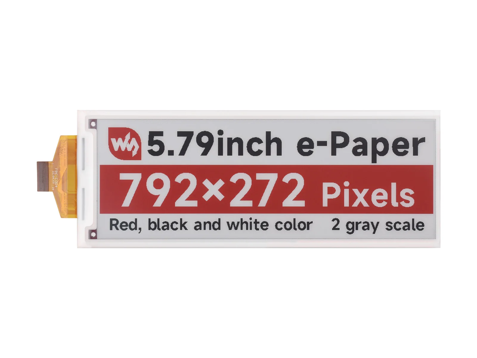 5,79 Zoll E-Paper-Rohdisplay, E-Ink-Display, 792 x 272, rot/gelb/schwarz/weiß, SPI-Kommunikation
