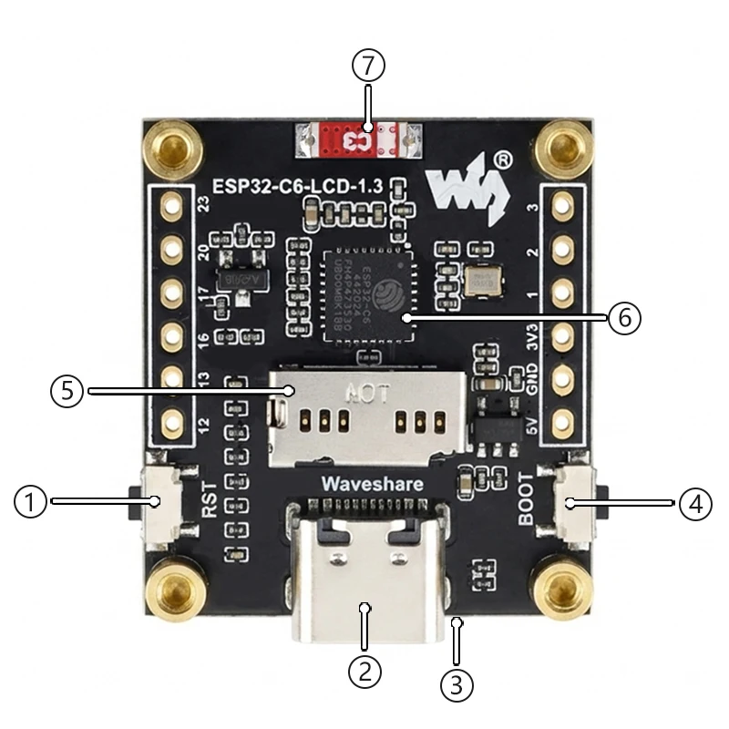 ESP32-C6 LCD-Entwicklungsplatine 1,3 Zoll Display 1,3 Zoll Bildschirm – Bild 4